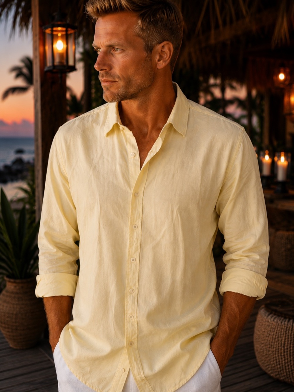 Zegna Sport Medium Yellow Nylon Long Sleeve Shirt